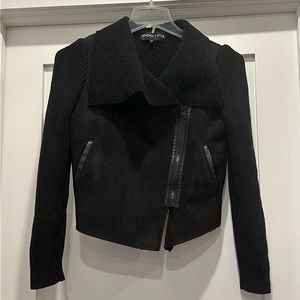 Kendall + Kylie Faux Suede & Sherpa Black Moto Jacket